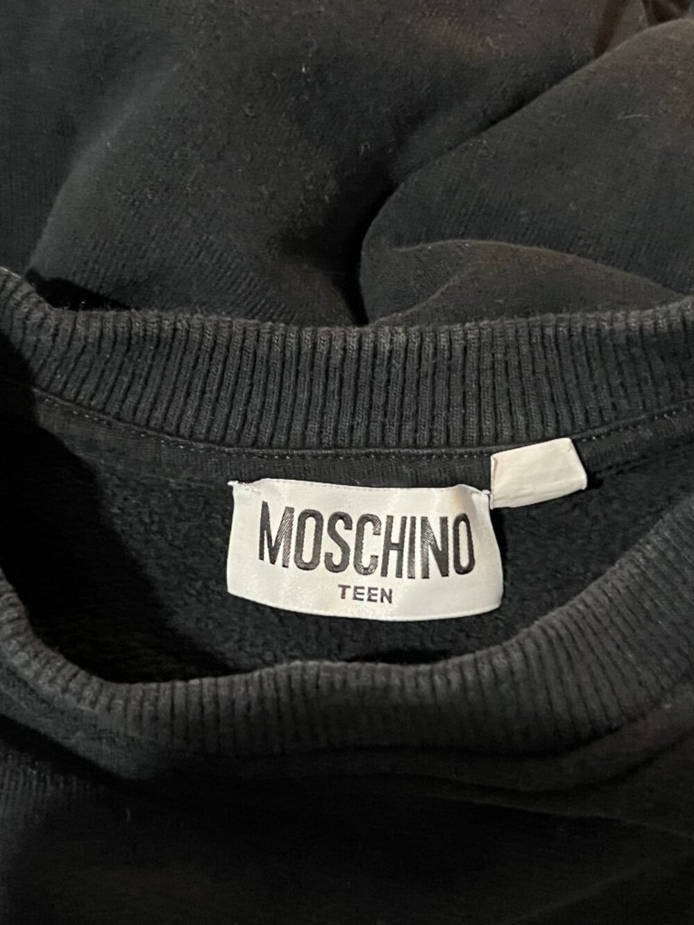Moschino Teen Sweatshirt Size 10 Gender Neutral Crewneck Black White Printed - Picture 5 of 5